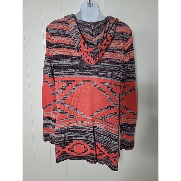 Red Camel Southwestern Cardigan XL Womens Open Front Long Sleeve Cowgirl Hood - Picture 4 of 8